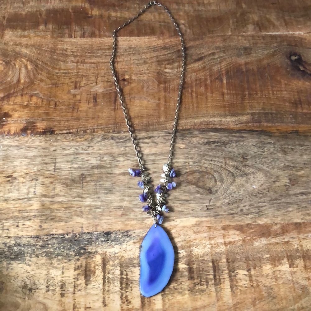 Sale!!! ❤️❤️ Real Stone long necklace purple
